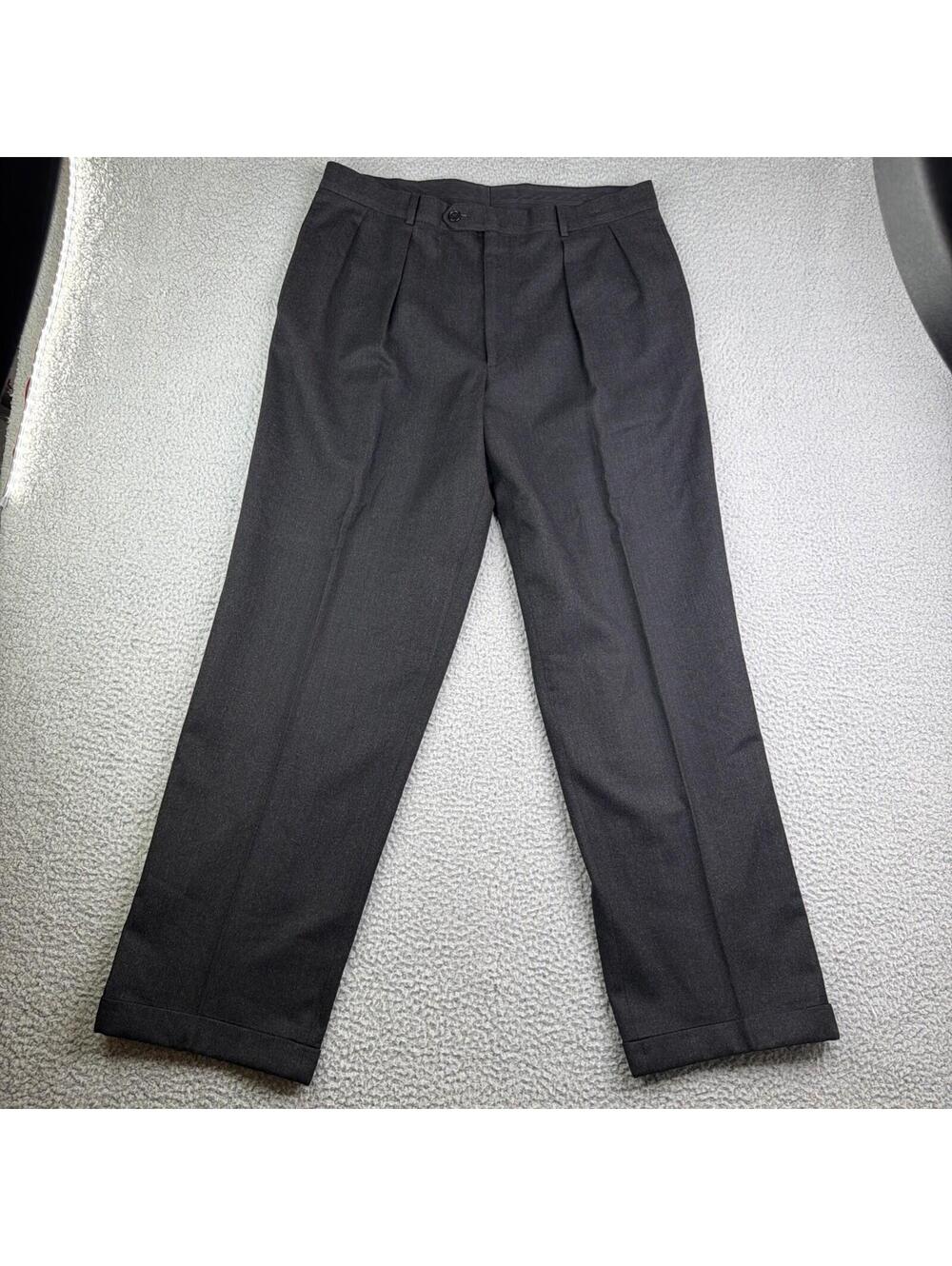 Vitale Barberis Canonico Pleated Dark Gray Wool Dress Pants Men's 36x31 Italy